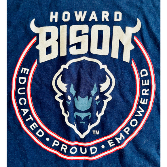 Howard University T Shirt Bison HBCU Adult XL Navy Blue Logo Crew Neck Mens NWT - Picture 2 of 6